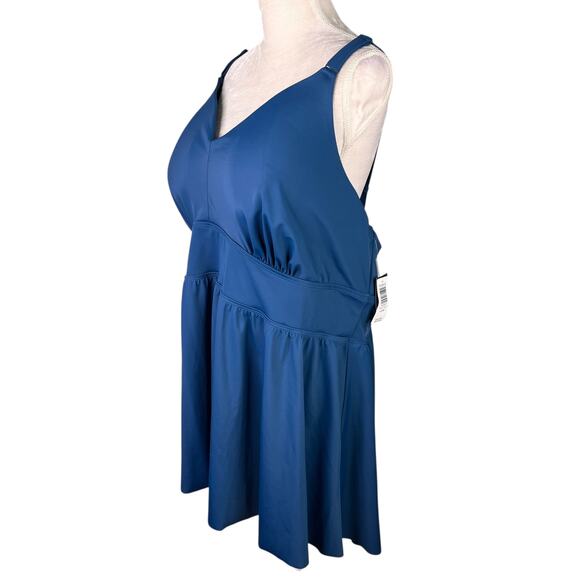 Torrid Wire Free Cross Back Tankini Top Poseidon Blue 6D/DD New - Picture 12 of 13